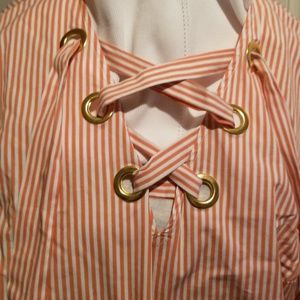Michael kors Orange and white striped shirt -NWOT